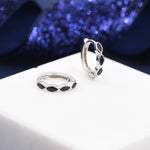 Black Marquise CZ Huggie Hoop in Sterling Silver, Silver or Gold, Minimalist Simple Black Hoop Earrings, Black Diamond Hoops