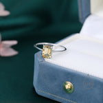 Genuine Emerald Cut Citrine Ring in Sterling Silver, Natural Citrine Stone Ring, Stacking Rings, US 5-8