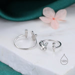 Super Cute Rabbit and Carrot Open Ring in Sterling Silver, Adjustable, Bunny and Carrot Ring, Rabbit Ring