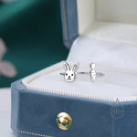 Super Cute Rabbit and Carrot Open Ring in Sterling Silver, Adjustable, Bunny and Carrot Ring, Rabbit Ring