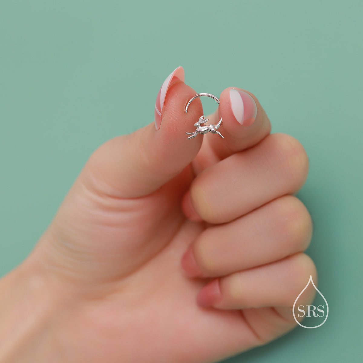 Leaping Hare Hoop Earrings in Sterling Silver, Silver or Gold, Minimalist Rabbit Earrings, Simple Bunny Earrings
