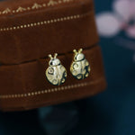 Cute Little Ladybird Stud Earrings in Sterling Silver, Silver or Gold, Nature Inspired Animal Earrings, Ladybug Earrings