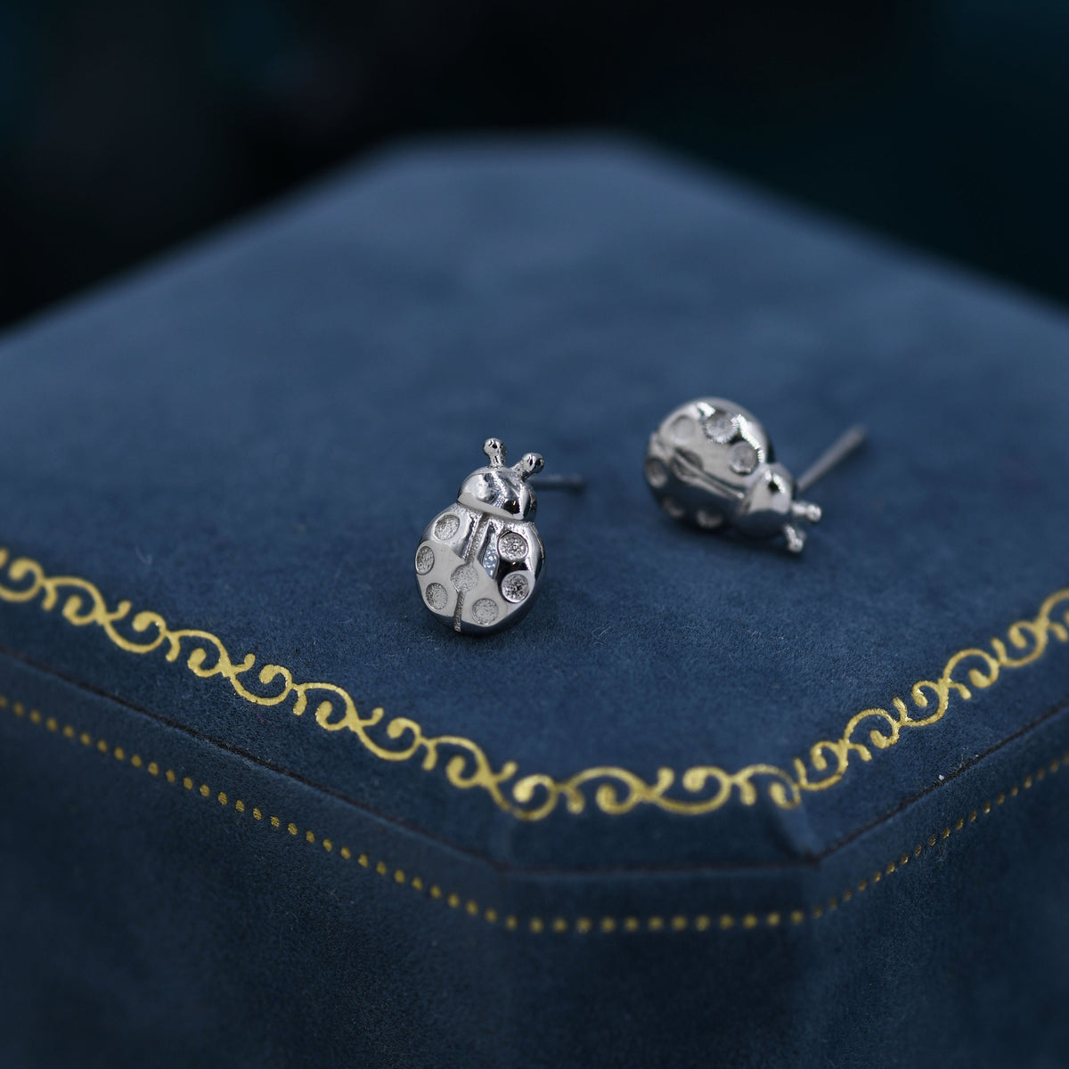 Cute Little Ladybird Stud Earrings in Sterling Silver, Silver or Gold, Nature Inspired Animal Earrings, Ladybug Earrings