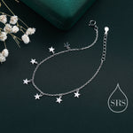 Sterling Silver Star Charm Bracelet or Anklet, Dangle Star Bracelet in Sterling Silver, Star Bracelet, Celestial Jewellery