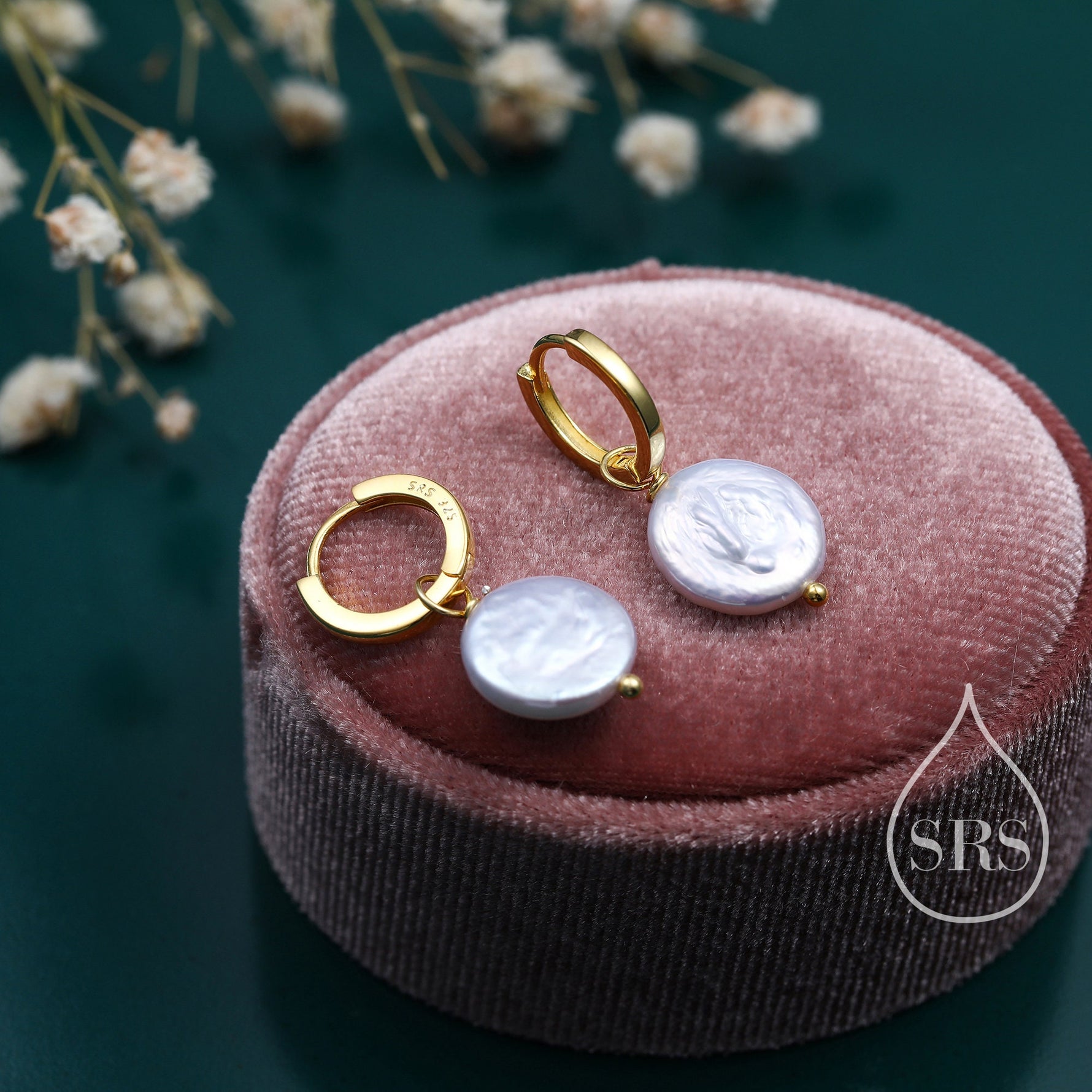 Coin Baroque Pearl Dangle Hoop Earrings in Sterling Silver, Detachable Pearl Hoop Earrings, Pearl Huggie Hoops, Keshi Pearls