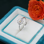 Sterling Silver Daisy Ring, Adjustable Size, Daisy Flower Ring, Dainty and Delicate