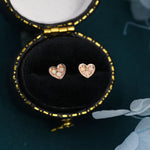Extra Tiny Opal Heart Stud Earrings in Sterling Silver - Gold, Rose Gold and Silver Petite Stud Earrings