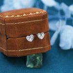 Extra Tiny Opal Heart Stud Earrings in Sterling Silver - Gold, Rose Gold and Silver Petite Stud Earrings