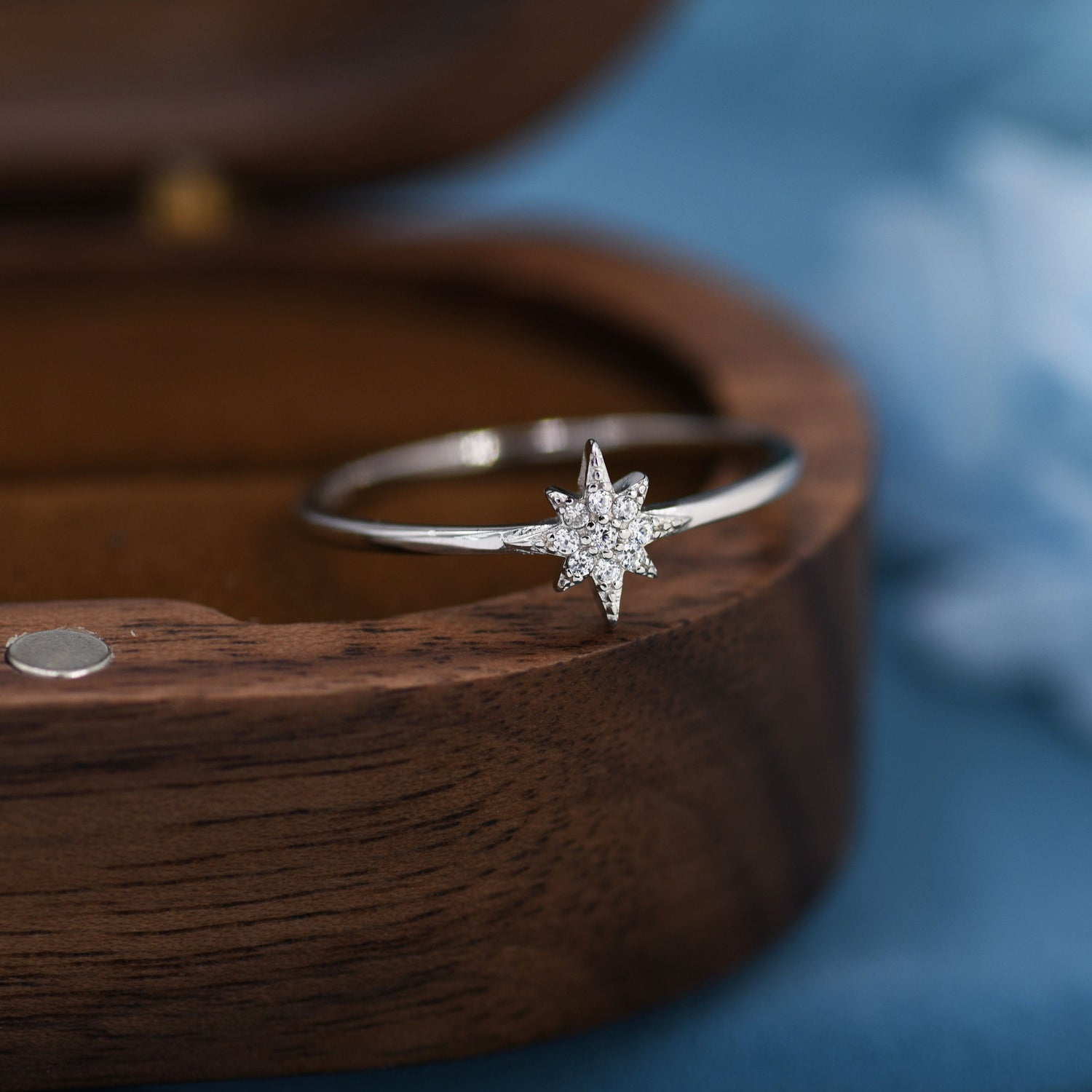 Sterling Silver Starburst Ring - Dainty Star Ring - Stacking Ring