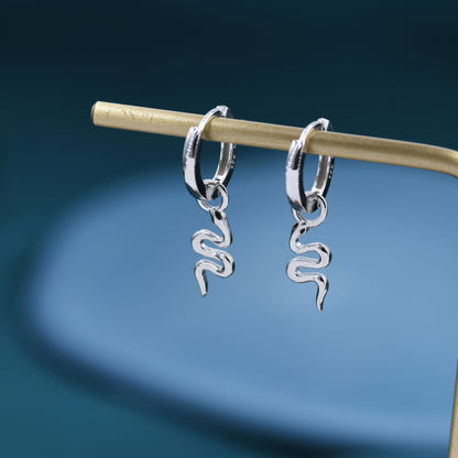 Snake Huggie Hoop Earrings in Sterling Silver, Silver or Gold, Snake Earrings, Snake Hoops, Animal Earrings, Nature Inspired