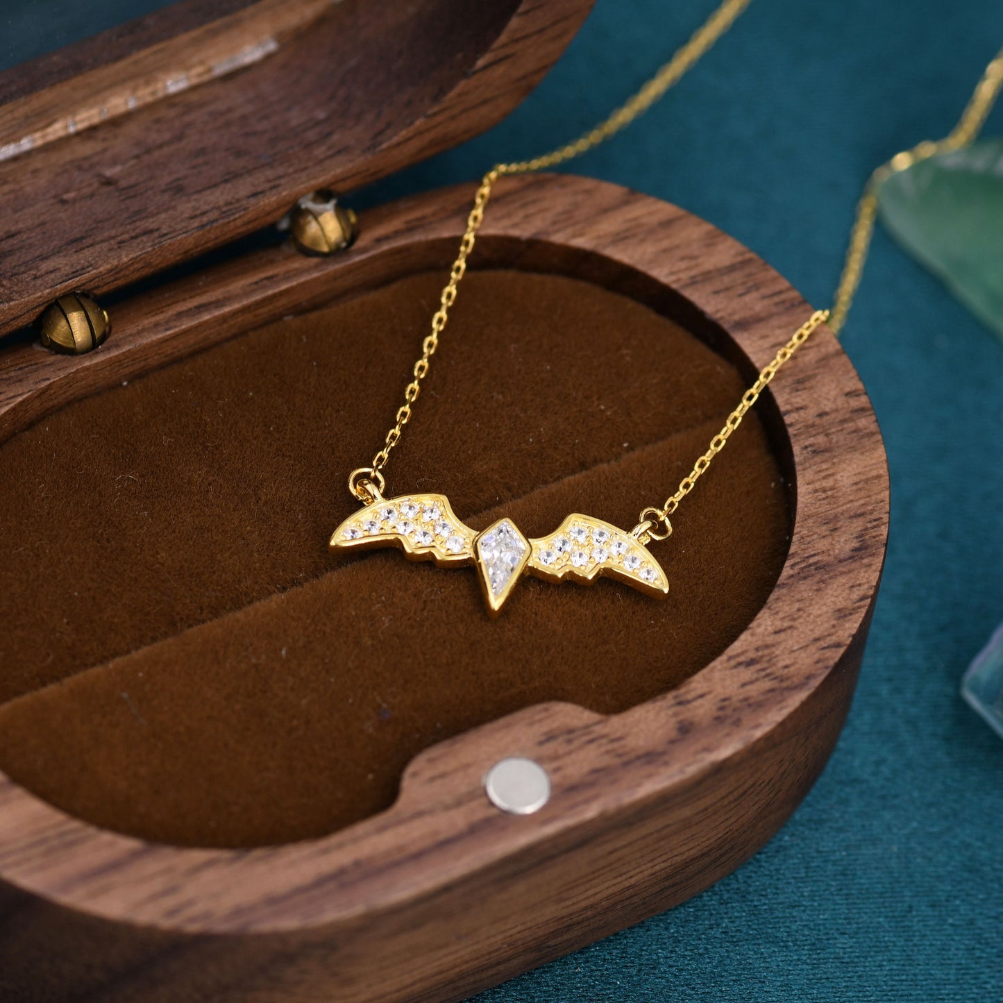 CZ Bat Necklace in Sterling Silver, Silver or Gold,  Nature Inspired Animal Jewellery