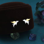 Flying Pig Stud Earrings in Sterling Silver - Pigs Can Fly - Farm Animal Stud Earrings - Cute, Fun, Whimsical