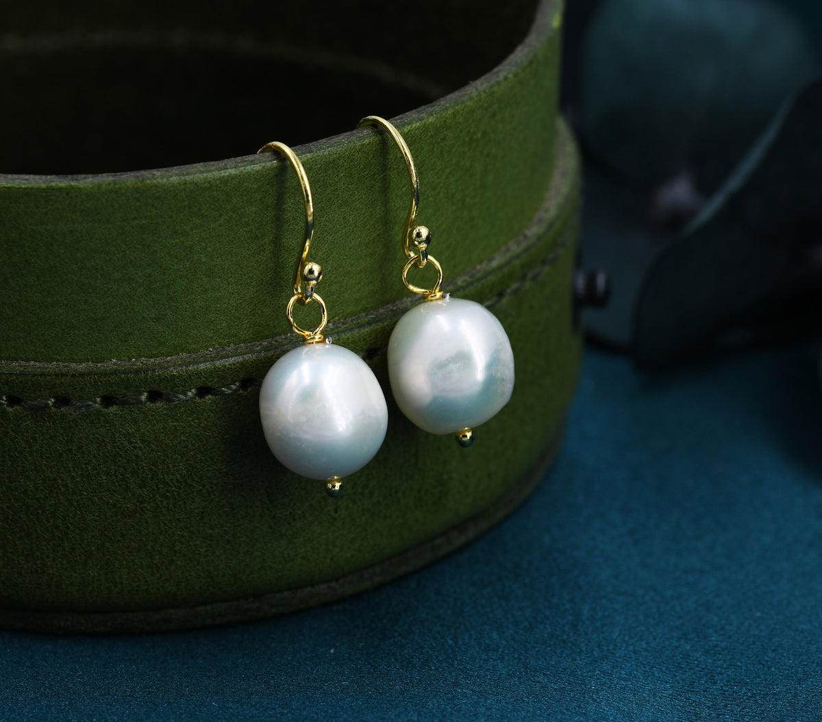 Genuine Baroque Pearl Dangle Earrings in Sterling Silver, Keshi Pearl Earrings, Natural Freshwater Pearls, Silver or Gold