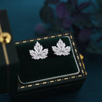Maple Leaf Stud Earrings in Sterling Silver - Detailed Leaf Earrings - Nature Inspired Flower Earrings -Leaf Earrings, Fun, Whimsical
