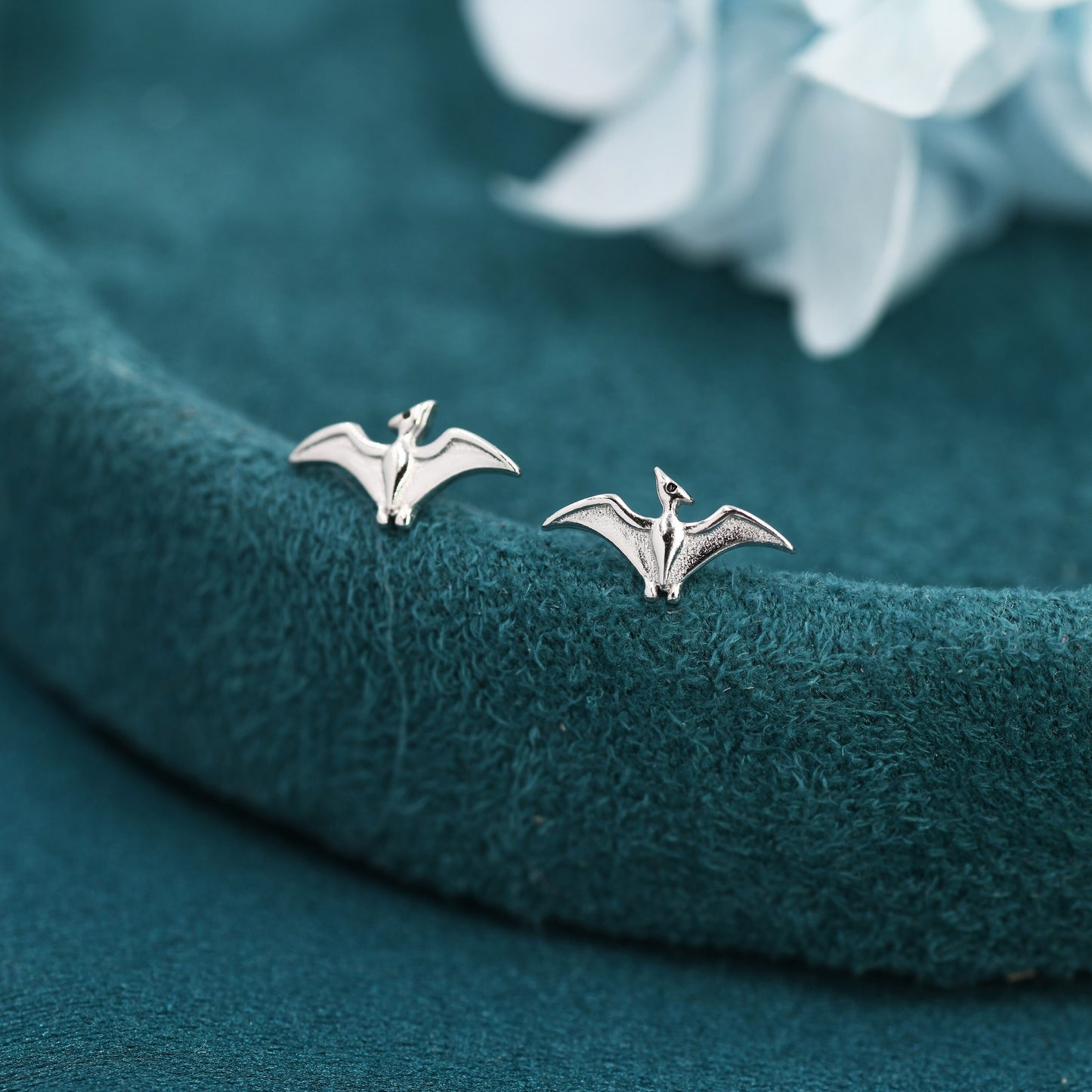 Pterodactyl Studs Pterosaurs Flying Dinosaur Earrings in Sterling Silver - Extra Tiny - Dinosaur Stud - Dino Stud - Cute, Fun, Whimsical