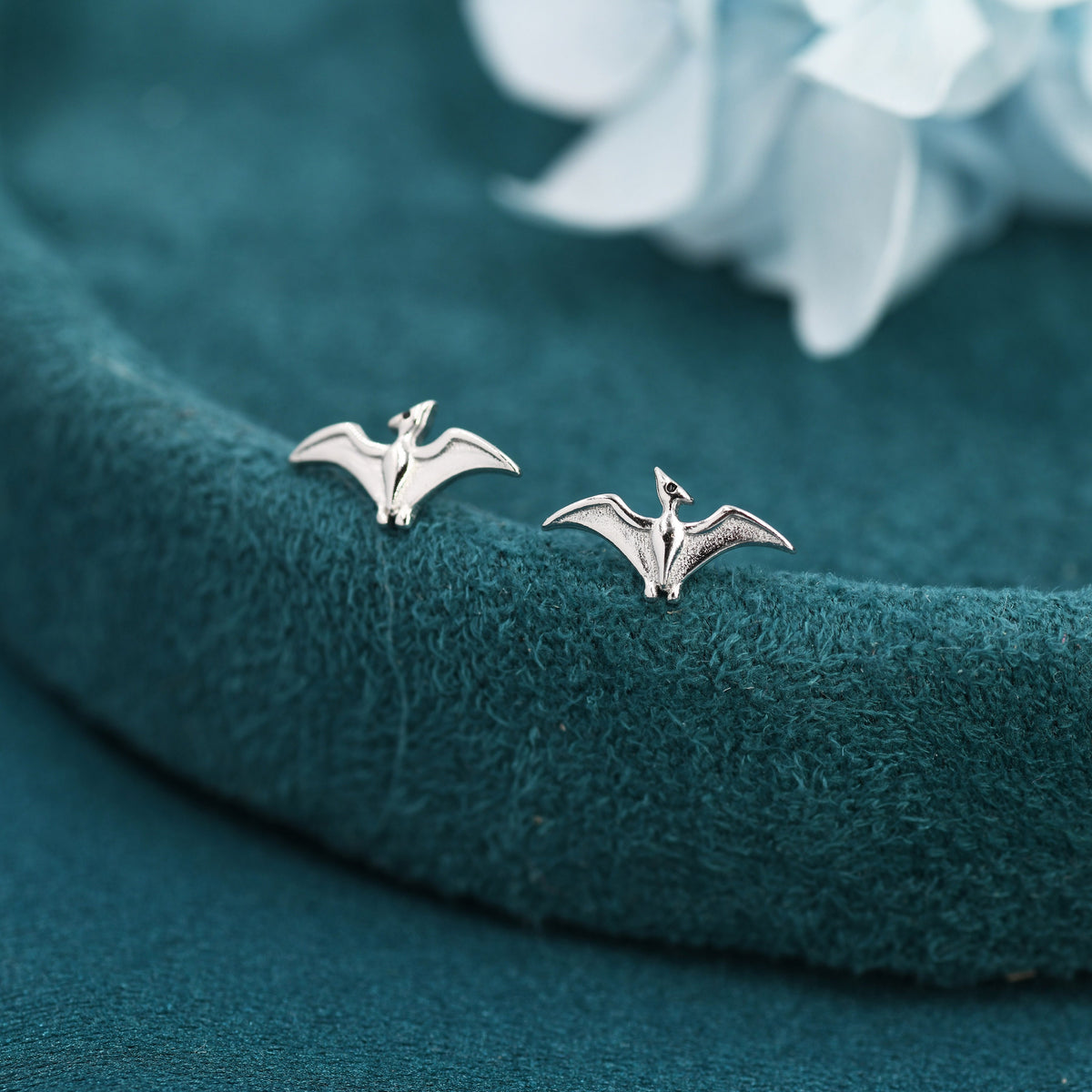 Pterodactyl Studs Pterosaurs Flying Dinosaur Earrings in Sterling Silver - Extra Tiny - Dinosaur Stud - Dino Stud - Cute, Fun, Whimsical