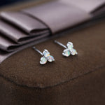 Opal Trio Stud Earrings in Sterling Silver, Silver, Gold or Rose Gold, Dainty Three Dot Opal Earrings