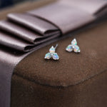 Opal Trio Stud Earrings in Sterling Silver, Silver, Gold or Rose Gold, Dainty Three Dot Opal Earrings