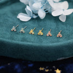Opal Trio Stud Earrings in Sterling Silver, Silver, Gold or Rose Gold, Dainty Three Dot Opal Earrings