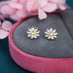 Daisy Internally Threaded Flat Back/ Screw Back /Stud Earrings in Sterling Silver, Flower Barbell Earrings, Daisy Screw Back Earring