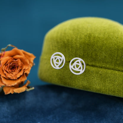 Mackintosh Rose Stud Earrings in Sterling Silver - Scottish Design Flower Earrings - Cute, Fun, Whimsical