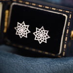 Mandala Flower Stud Earrings in Sterling Silver, Silver or Gold, Mandala Earrings, Geometric