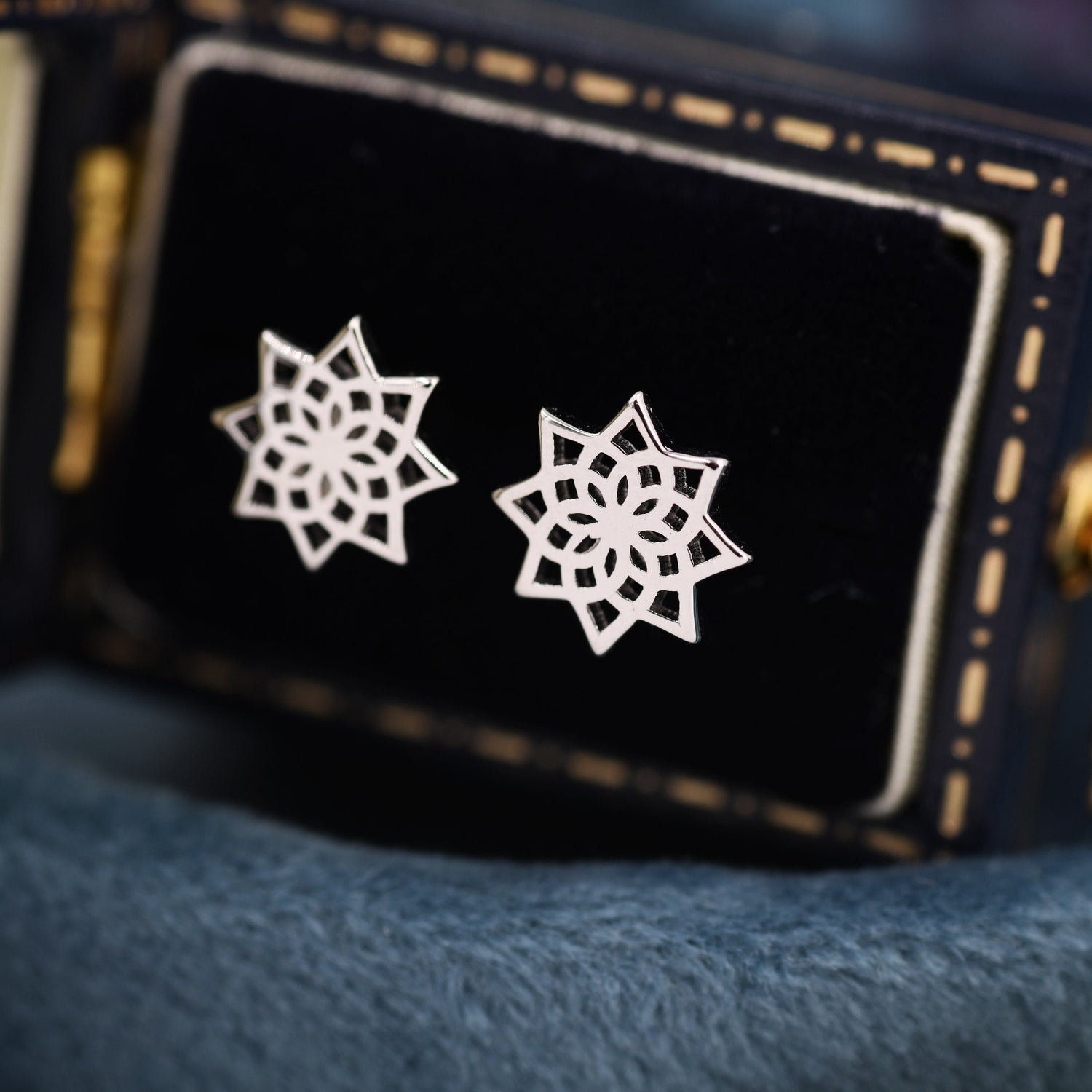 Mandala Flower Stud Earrings in Sterling Silver, Silver or Gold, Mandala Earrings, Geometric