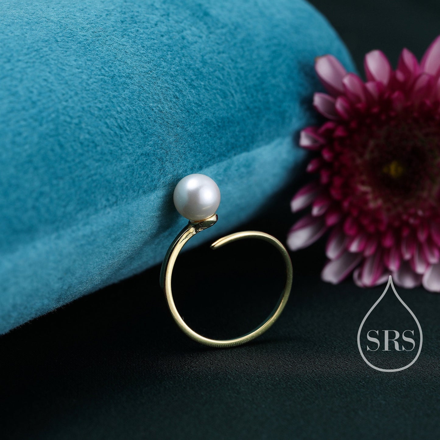 Large Pearl Open Hoop Earrings in Sterling Silver, Silver or Gold, Large Balance Pearl Pull Through Threaders, 20mm Hoops, Organic Shape