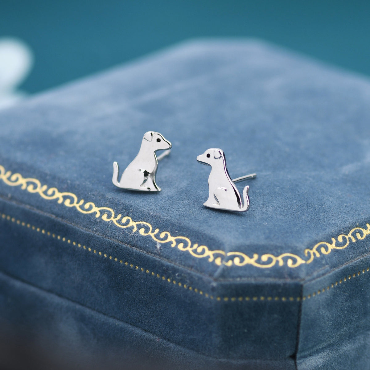 Cute Puppy Dog Stud Earrings in Sterling Silver, Sitting Puppy Earrings, Nature Inspired Animal Earrings, Pet, Terrier, Jack Russell
