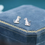 Cute Puppy Dog Stud Earrings in Sterling Silver, Sitting Puppy Earrings, Nature Inspired Animal Earrings, Pet, Terrier, Jack Russell