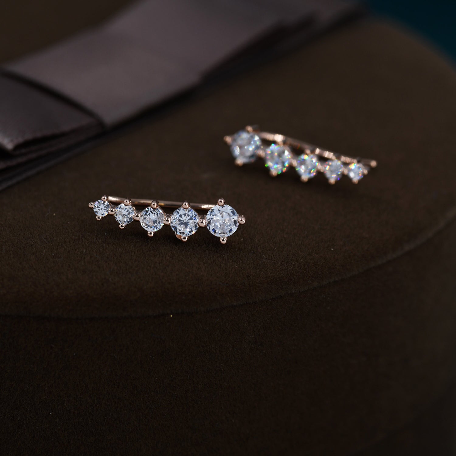 CZ Crystal Crawler Earrings in Sterling Silver, Silver, Gold or Rose Gold