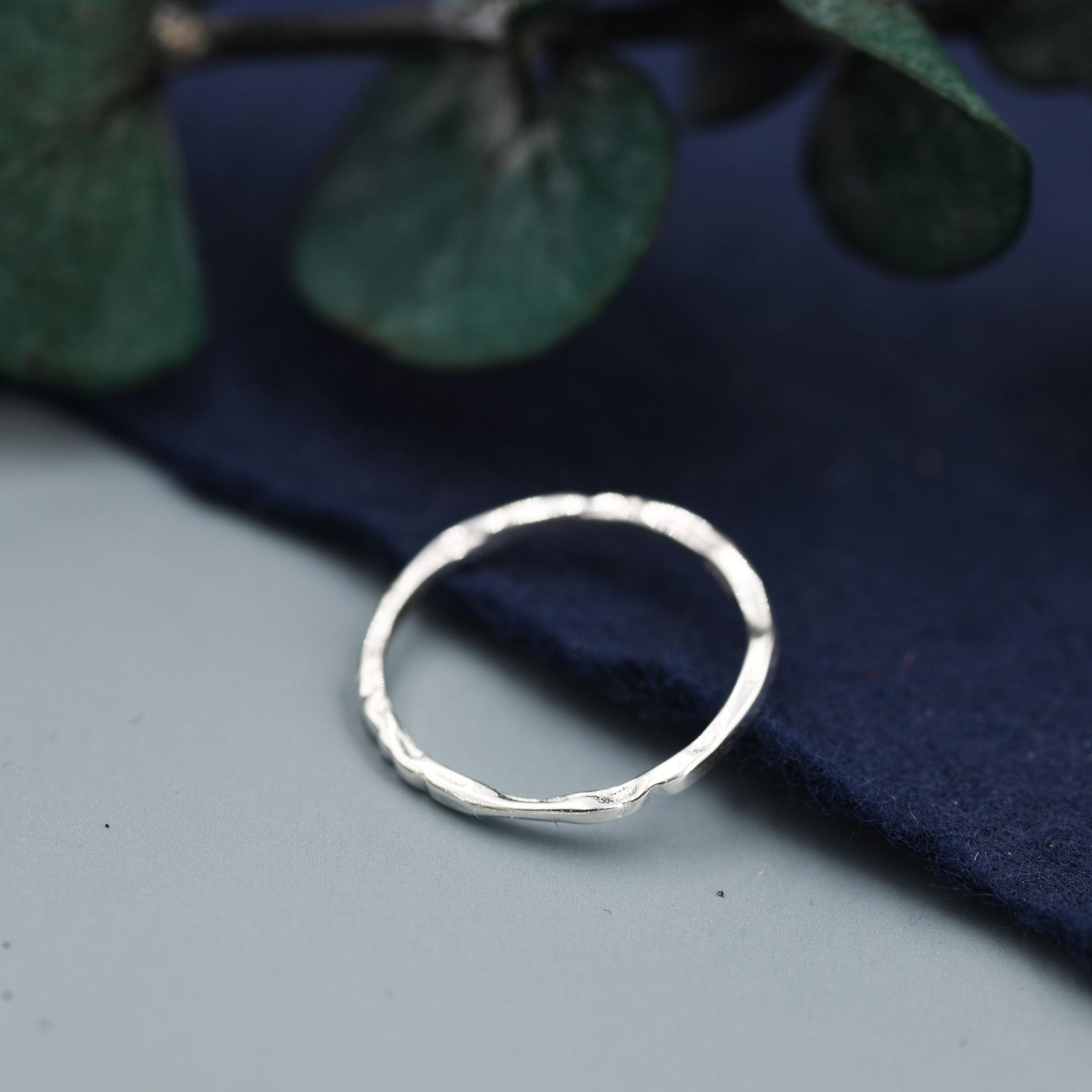 Sterling Silver Hammered Skinny Ring, Very Skinny Delicate Ring Band, Stacking Ring US 5-8, Wave Ring