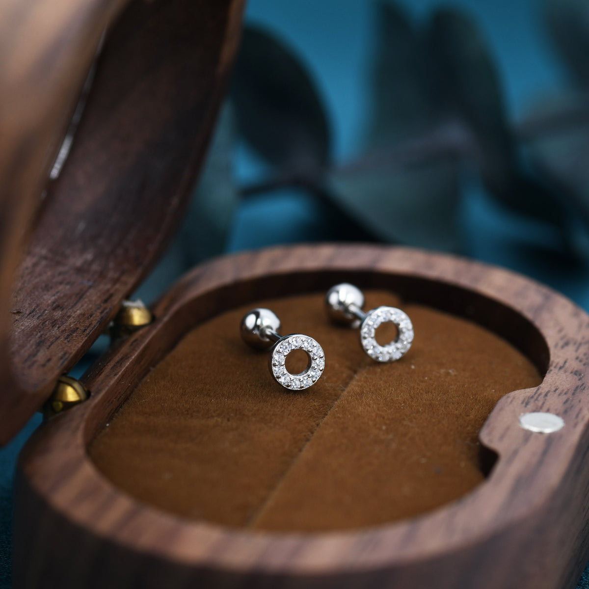 Tiny Open Circle Barbell Earrings in Sterling Silver, Silver or Gold, Screw Back Circle Earrings, Screwback Earrings