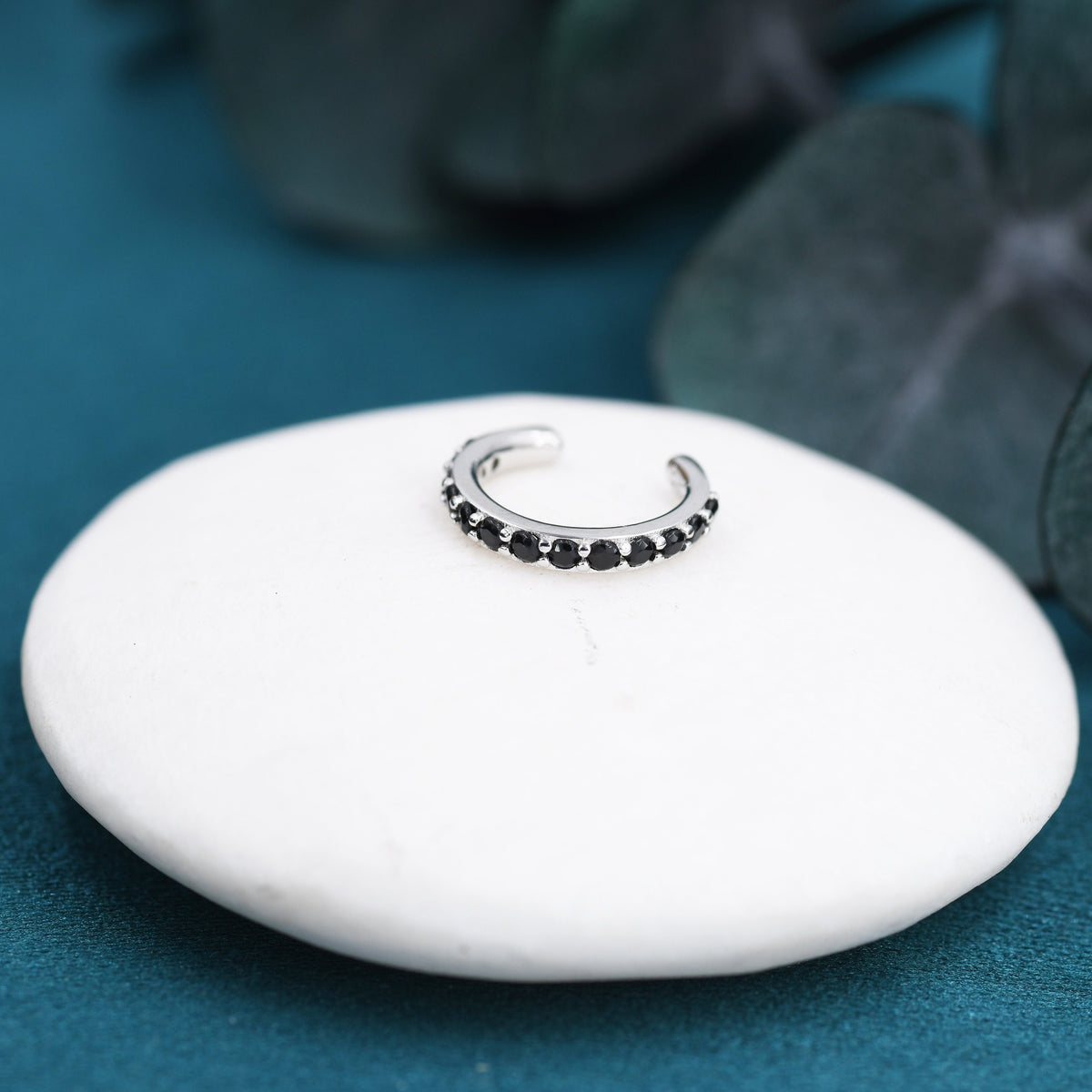 Black CZ Ear Cuff in Sterling Silver, Silver or Gold, Simple Piercing Free Earrings, Minimalist Ear Cuff, Purple CZ Ear Cuff