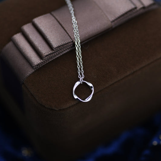 Sterling Silver Tiny Mobius Strip Pendant Necklace, Silver Mobius Necklace, Silver Mobius Circle Necklace, Infinity Necklace