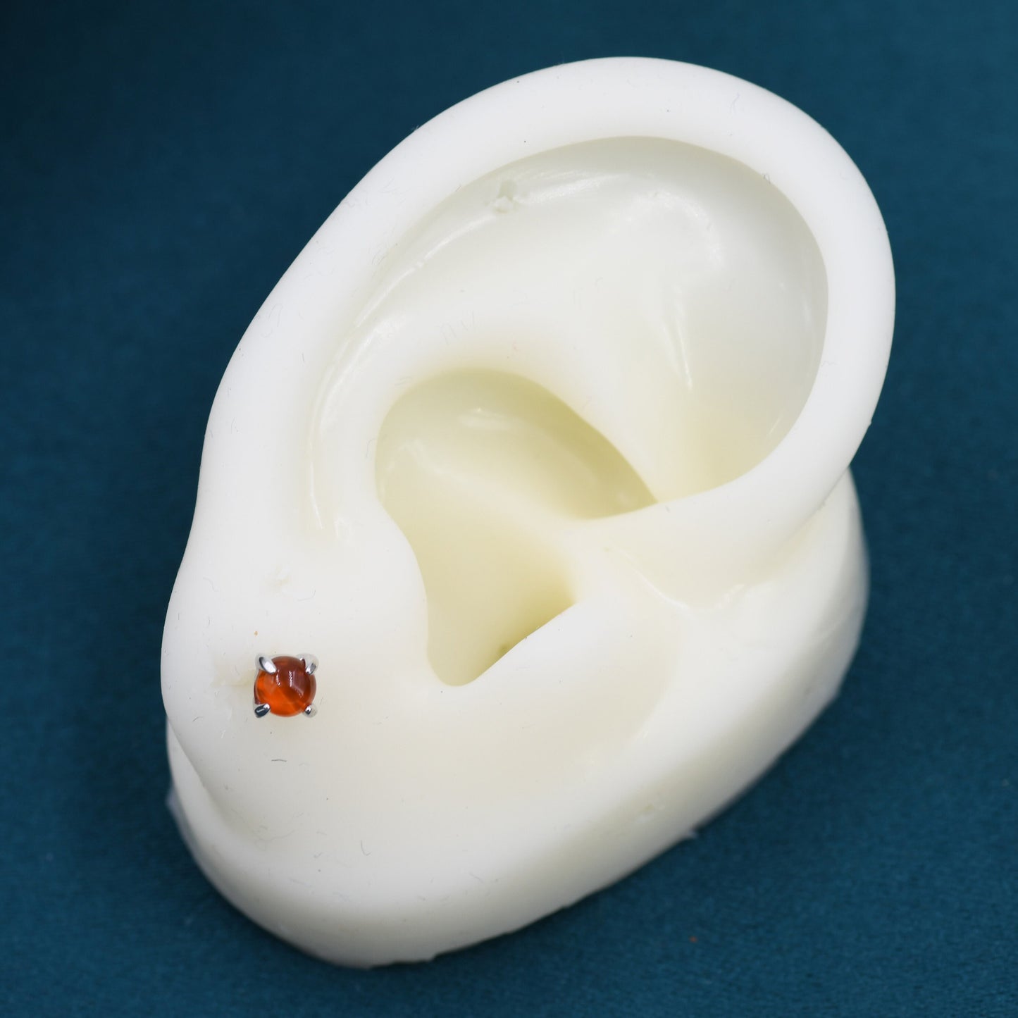 Sterling Silver Red Carnelian Stud Earrings, 4mm Genuine Red Carnelian Stone, Four Prong Set, Semi-precious Jewellery