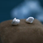 Sterling Silver Genuine Baroque Pearl Stud Earrings, 8mm, Natural Pearl Earrings, Irregular Shape Keshi Pearl Earrings