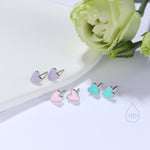 Enamel Heart Stud Earrings in Sterling Silver, Heart Earrings, Fun and Quirky Jewellery
