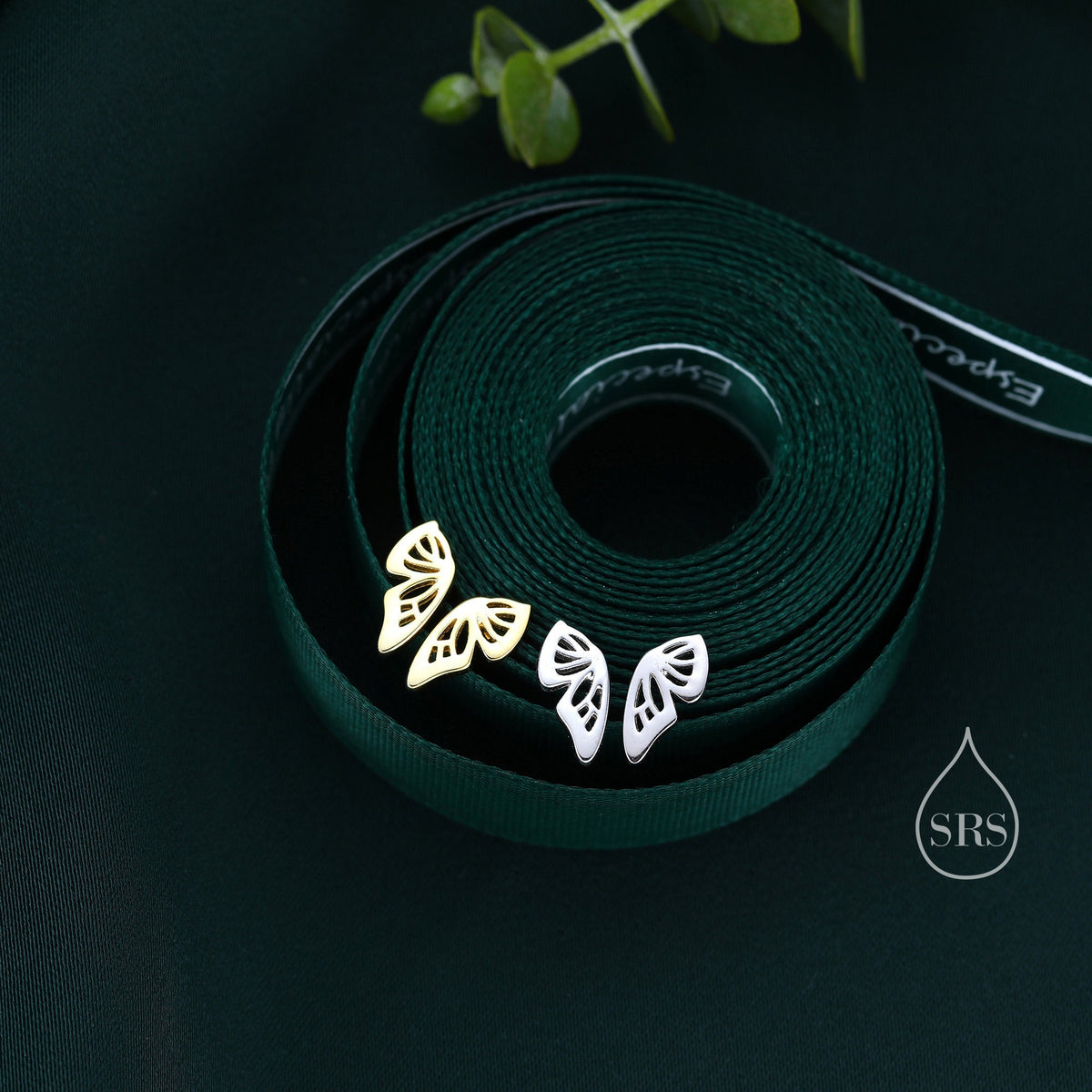 Half Butterfly Stud Earrings in Sterling Silver, Silver or Gold, Butterfly Wing Earrings, Fun and Quirky Jewellery