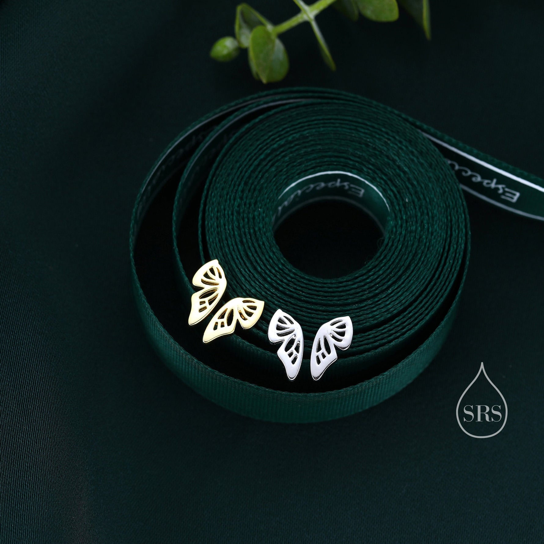 Half Butterfly Stud Earrings in Sterling Silver, Silver or Gold, Butterfly Wing Earrings, Fun and Quirky Jewellery