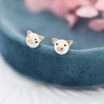 Cute Little Pig Stud Earrings in Sterling Silver - Silver and Rose Gold - Farm Animal Earrings - Whimsical and Pretty Jewellery