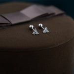 Very Tiny Three Dot Trio 18G Screw Back Earrings in Sterling Silver with Sparkly CZ Crystals