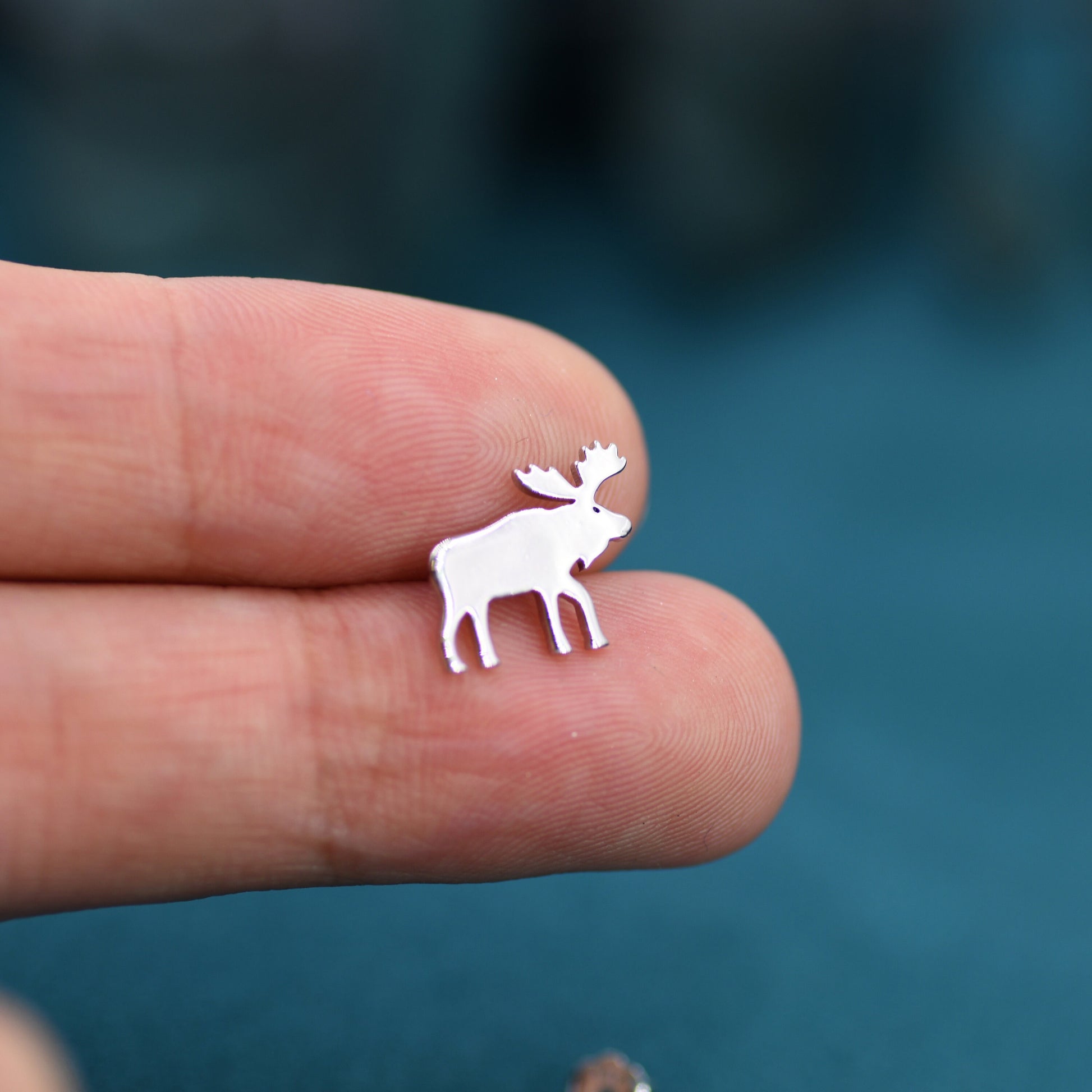 Moose Stud Earrings in Sterling Silver, Moose Deer Earrings, Animal Earrings, Nature Inspired