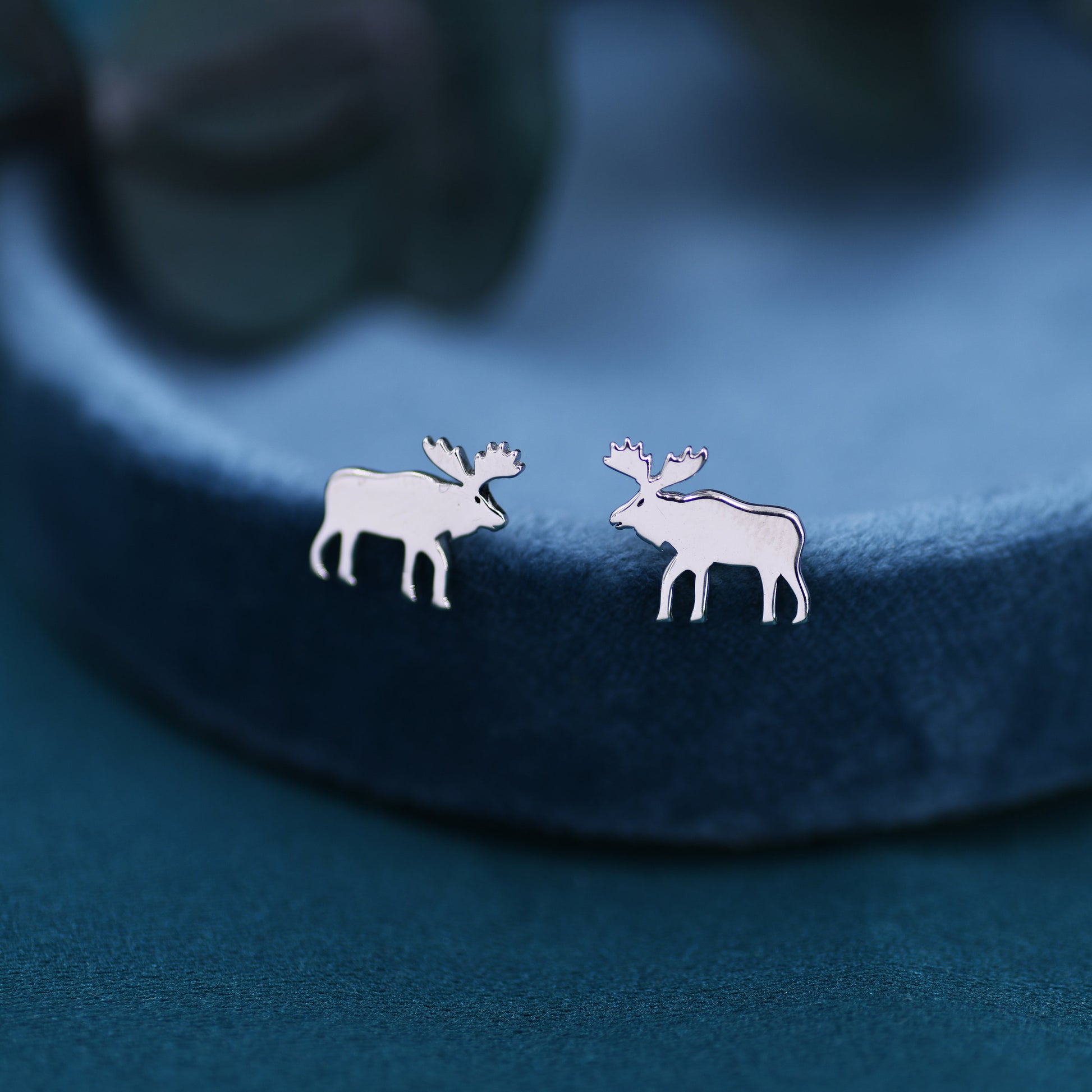 Moose Stud Earrings in Sterling Silver, Moose Deer Earrings, Animal Earrings, Nature Inspired
