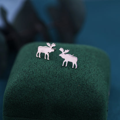 Moose Stud Earrings in Sterling Silver, Moose Deer Earrings, Animal Earrings, Nature Inspired