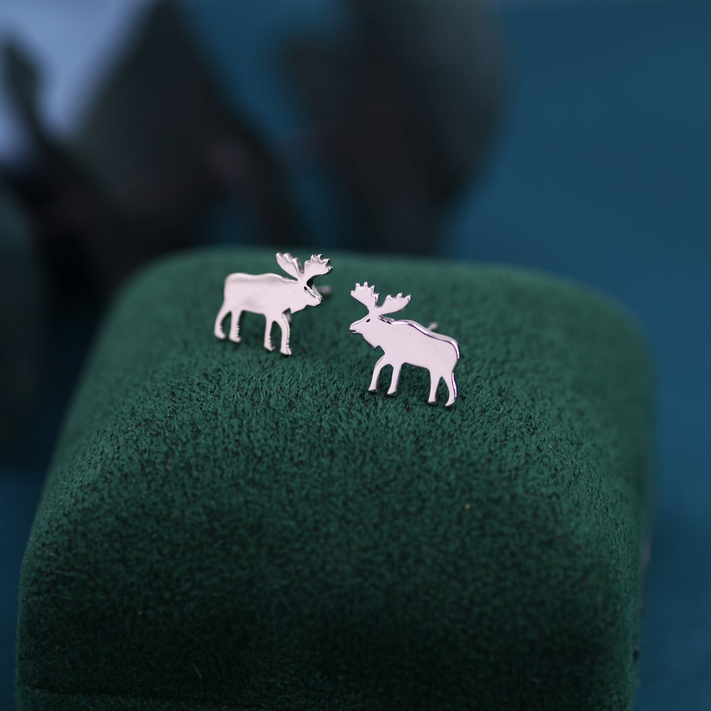 Moose Stud Earrings in Sterling Silver, Moose Deer Earrings, Animal Earrings, Nature Inspired