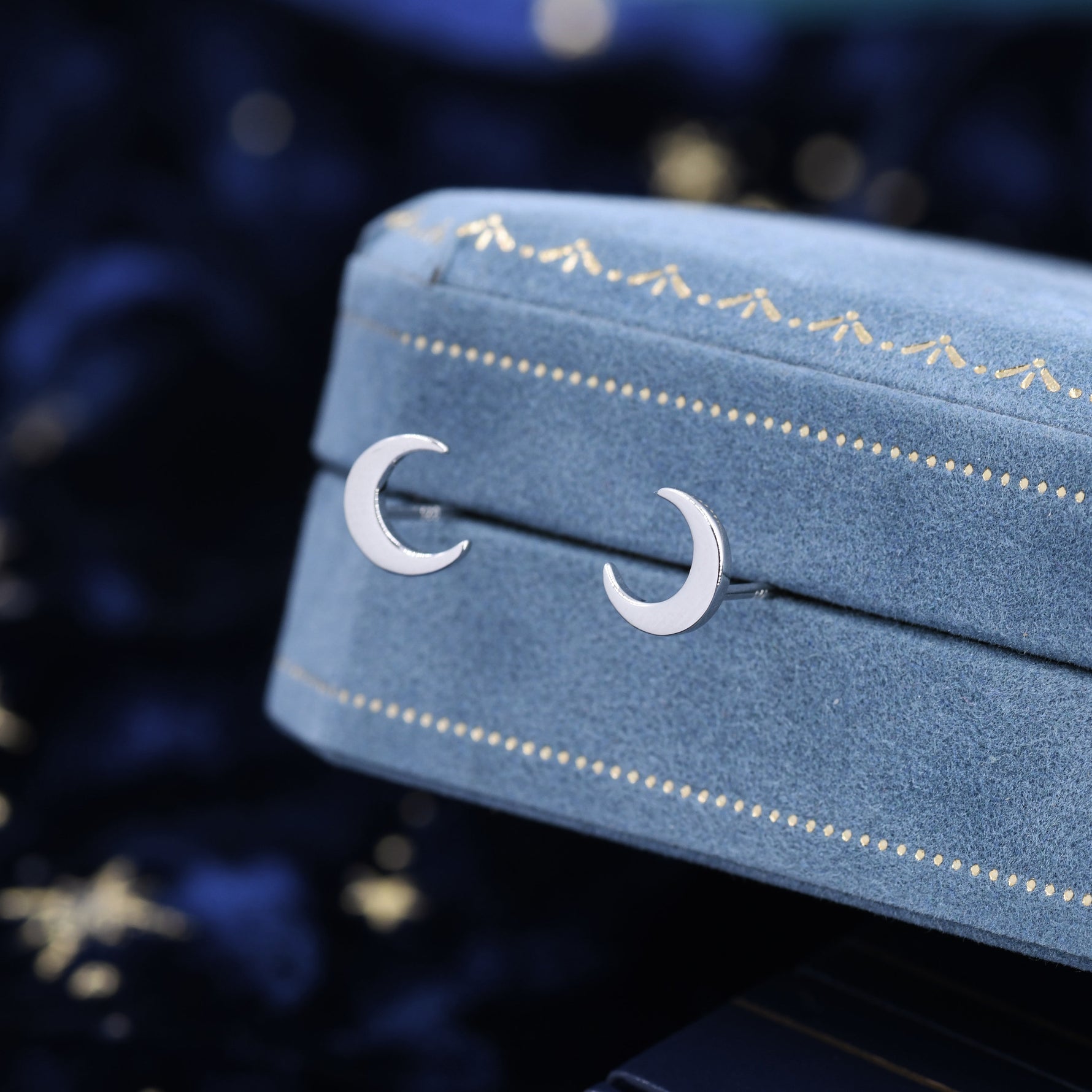 Crescent Moon Stud Earrings in Sterling Silver - Gold or Silver - New Moon Earrings - Petite Stud Earrings