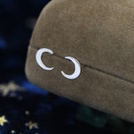 Crescent Moon Stud Earrings in Sterling Silver - Gold or Silver - New Moon Earrings - Petite Stud Earrings