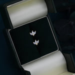 Sterling Silver CZ Marquise Cluster Stud Earrings, Gold or Silver, Marquise Fan Stud, CZ Crown Stud, Three Marquise Stud