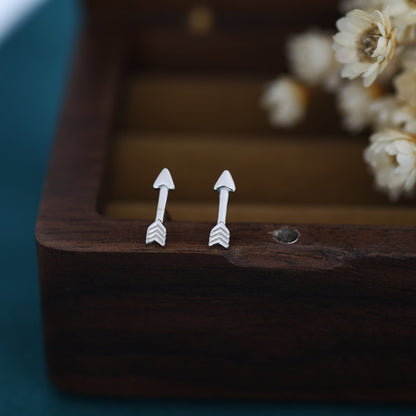 Sterling Silver Tiny Little Arrow Stud Earrings, Silver or Gold or Rose Gold, Dainty, Cute, Quirky and Fun Jewellery